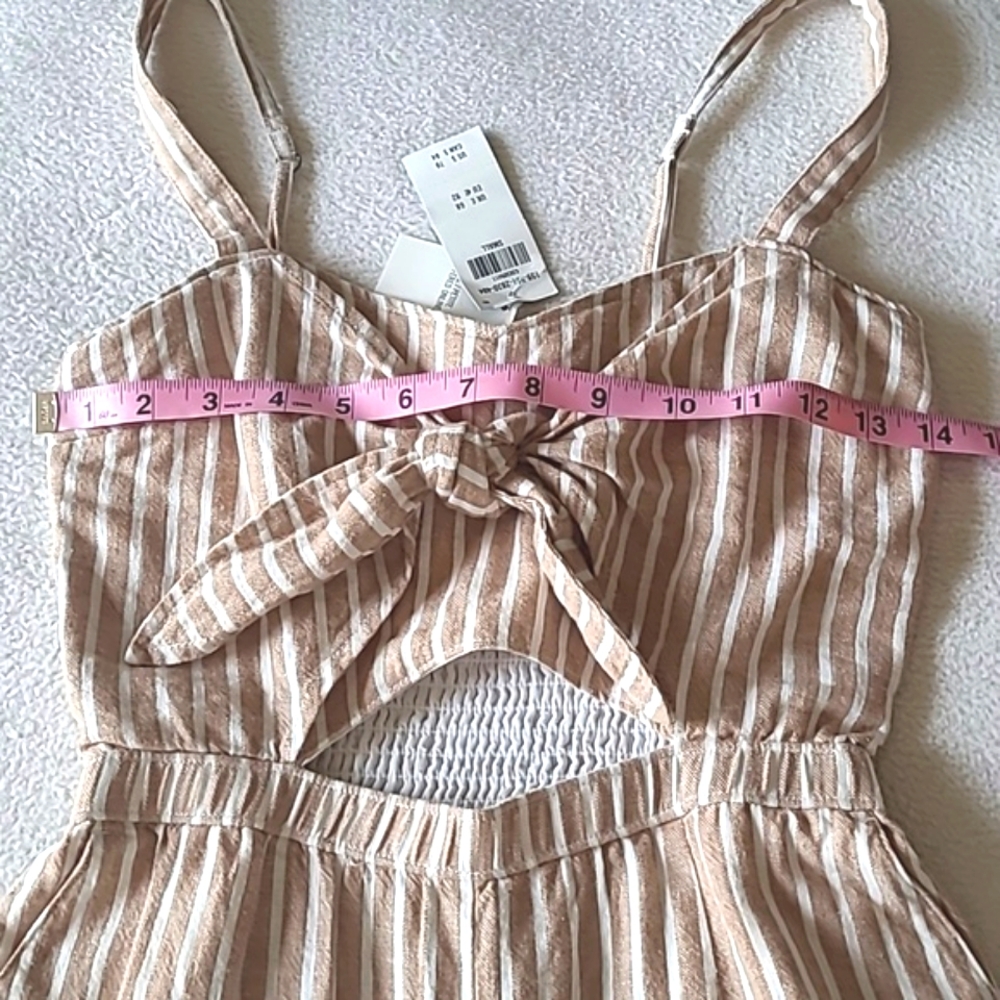 Abercrombie & Fitch Beige and White Striped Linen Jumpsuit - Picture 7 of 16